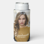 Chic Afstuderen Foto Wit Script Overlay Party (Seltzer Achterkant)