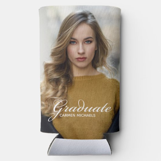 Chic Afstuderen Foto Wit Script Overlay Party (Achterkant)