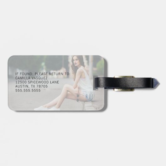 Chic Afstuderen Photo Black Script-Afstuderen Bagagelabel (Achterkant horizontaal)