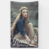 Chic Afstuderen White Typography Overlay Party Spandoek (Verticaal)