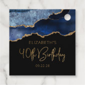 Chic Agate Geode Blue Gold 40th Birthday Bedankjes Labels (Achterkant)