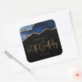 Chic Agate Geode Blue Gold 60e verjaardag Vierkante Sticker (Envelop)
