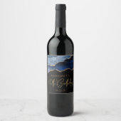 Chic Agate Geode Blue Gold 70e verjaardag Wijn Etiket (Voorkant)