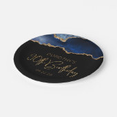 Chic Agate Geode Blue Gold 90e verjaardag Papieren Bordje (Gekanteld)