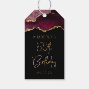 Chic Agate Geode Burgundy Gold 50th Birthday Party Cadeaulabel