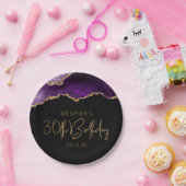 Chic Agate Geode Paars Gold 30e verjaardag Papieren Bordje (Feest)
