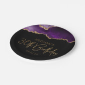 Chic Agate Geode Paars Gold 30e verjaardag Papieren Bordje (Gekanteld)