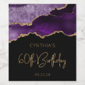 Chic Agate Geode Paars Gold 60e verjaardag Wijn Etiket (Enkel label)