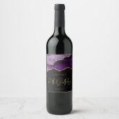 Chic Agate Geode Paars Gold 60e verjaardag Wijn Etiket (Voorkant)