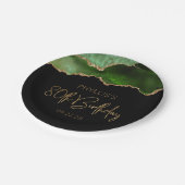 Chic Agate Hunter Green Gold 80th Birthday Party Papieren Bordje (Gekanteld)
