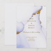 Chic Alcohol Ink Handmade Gold Wedding Invitation Kaart (Voorkant / Achterkant)