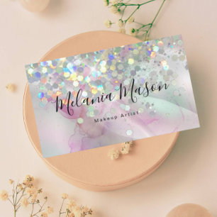 Chic Alcohol Ink Makeup Artist Holographic Glitter Visitekaartje