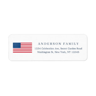 Chic American Flag 4th of Juli Patriotic Address Etiket