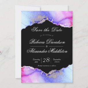 Chic Amethyst Paarse zwarte bruiloft Save The Date