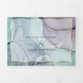 Chic Amethyst Turquoise Abstrait Encre Tri-Fold In (Page de couverture)