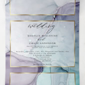 Chic Amethyst Turquoise Abstrait Encre Tri-Fold In (Intérieur au milieu)