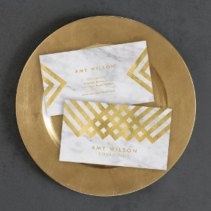 Chic and Elegant Marble Faux Gold Geometric Visitekaartje