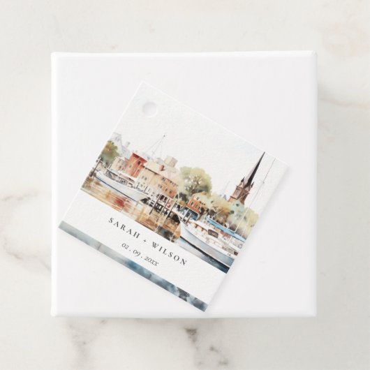 Chic Annapolis Maryland Waterverf bruiloft Bedankjes Labels (In situ)