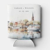 Chic Annapolis Maryland Waterverf bruiloft Blikjeskoeler (Achterkant)