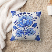 Chic Antiek Dutch Delft Blue Flowers Pattern Kussen (Deken)