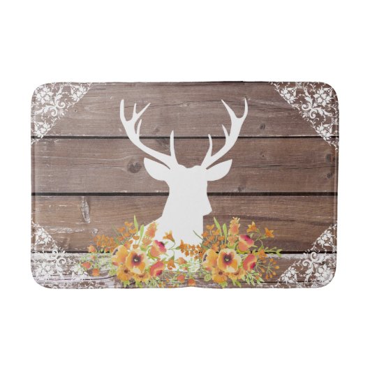 Chic Antiek Rustic Barn Wood Deer Antlers Badmat (Voorkant)