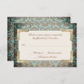 Chic Antique Français Damask Look Wedding RSVP (Devant / Derrière)