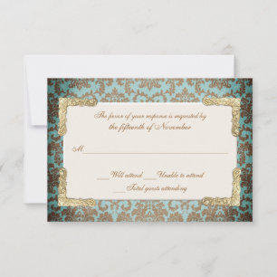 Chic Antique Français Damask Look Wedding RSVP