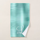Chic Aqua Brossé Métal Monogramme blanc (Serviette à main)