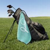 Chic Aqua Brushed Metal White Monogram Golf Towel Golfhanddoek (Groen)