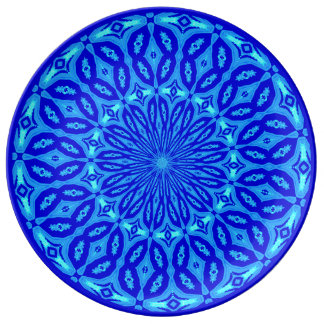 Chic Aqua en Blue Kaleidoscope Glow Mandala Porselein Bord