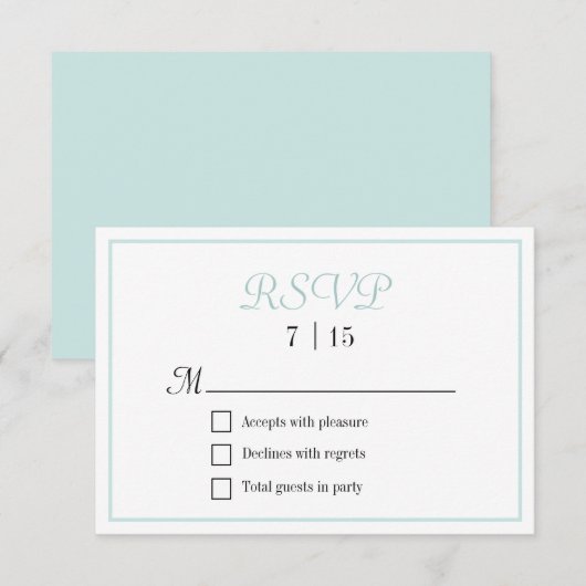 Chic Aqua et mariage blanc RSVP (Devant / Derrière)