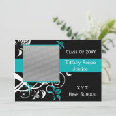 chic aqua Graduation photo Invitation (Debout devant)