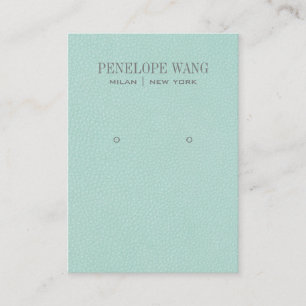 Chic Aqua Leather look Jewelry Earling display Visitekaartje