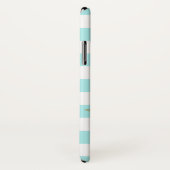 Chic Aqua Stripes Feminine Floral and Name Case-Mate iPhone Case (Achterkant / rechts)