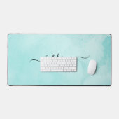 Chic Aqua Waterverf Kalligrafie Script Bureaumat (Keyboard & Muis)