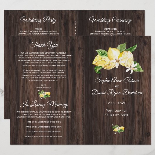 Chic Aquarelle Blanc Floral Programme de mariage e (Devant / Derrière)