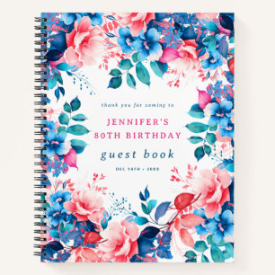 Chic Aquarelle Floral 80e Anniversaire Livre d'inv