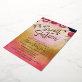 Chic Aquarelle Floral Sweet 16 Foil Invitation (Rotation)