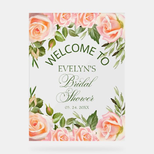 Chic Aquarelle Florale Fête des mariées Accueil (Recto)