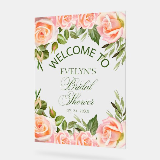 Chic Aquarelle Florale Fête des mariées Accueil (Angle)