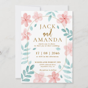 Chic Aquarelle rose Floral Faire-part de mariage