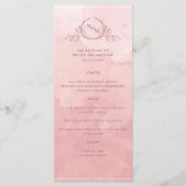 Chic Aquarelle rose, Menu Mariage Monogramme (Devant)