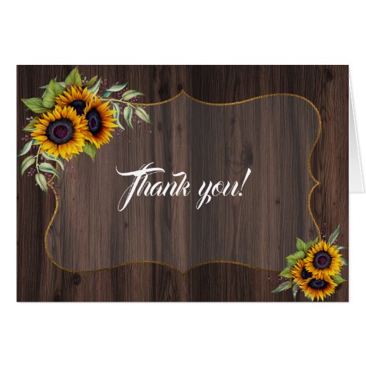 Chic Aquarelle tournesol Mariage Merci en bois (Devant horizontal)