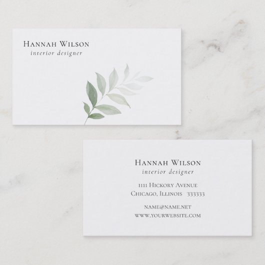Chic Aquarelle Verdure Carte de visite classique (Devant / Derrière)