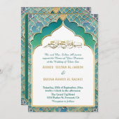 Chic Arch Islamitische bruiloft Nikah met QR-code Kaart (Voorkant / Achterkant)