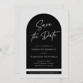 Chic Arch Lijst Modern Script Zwart Bruiloft Save The Date (Voorkant / Achterkant)