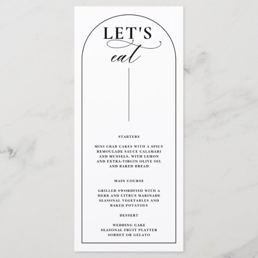 Chic Arch Moderne Design élégant Menu Mariage Élég (Devant)