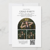 Chic Arch Photo Collage QR Code Graduation Party Kaart (Achterkant)