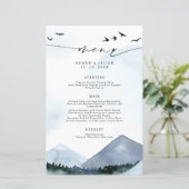 Chic Ardoise Blue Mountains Menu Mariage Script (Debout devant)