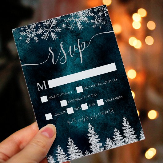 Chic argent neige pin vert Noël hiver rsvp